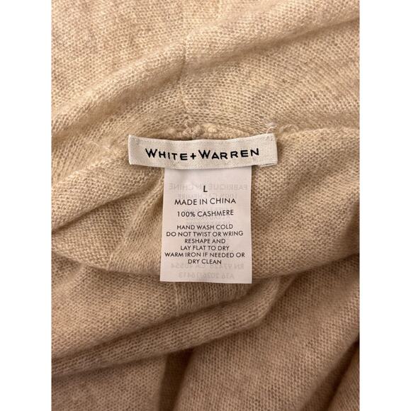White Warren Cardigan Large Womens 100% Cashmere Ivory Open Front Sweater - Picture 7 of 7